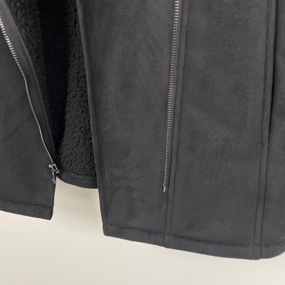Banana Republic Faux Suede Sherpa Lined Moto Jacket Black Small - Picture 7 of 8